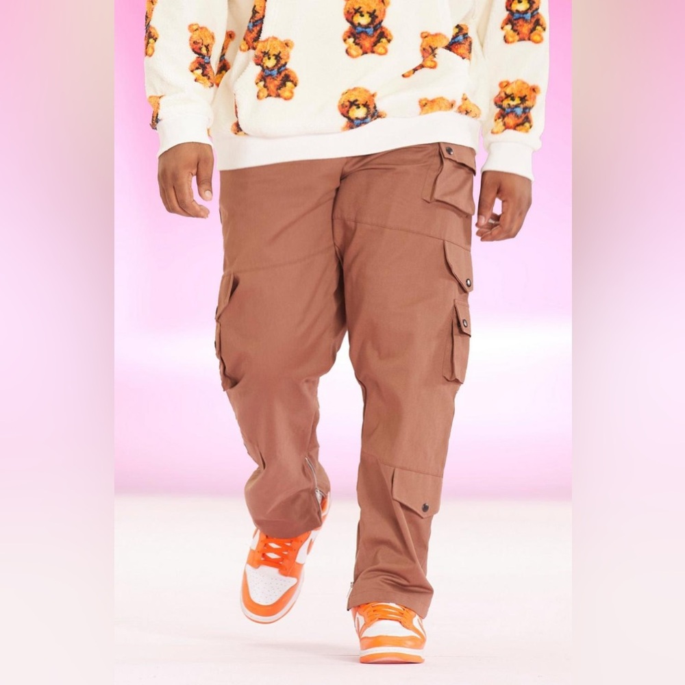 Boohoo Men |  Tall Twill Cargo Pants with Zippered Hem